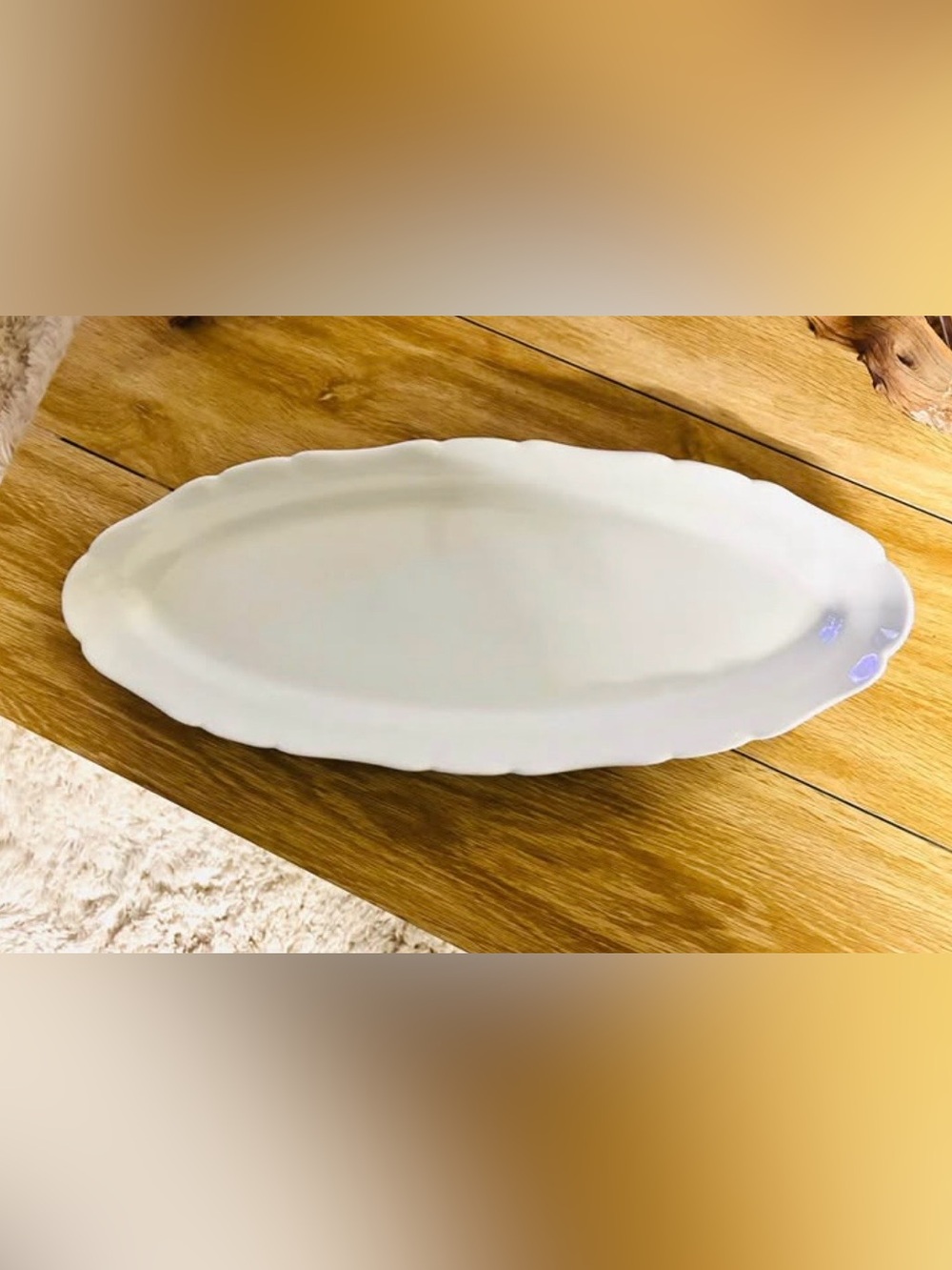 Classic White Scalloped Edge Porcelain Serving Platter - Elegant Home Dining